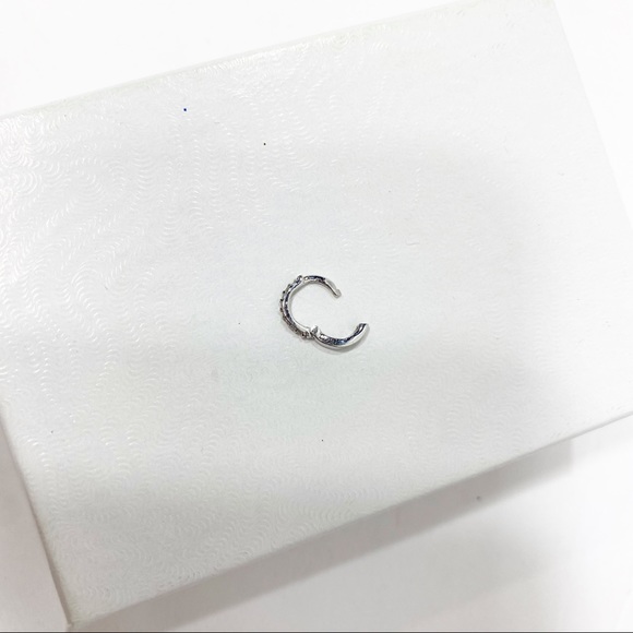 SALEπ€ Last One! Real Diamond 14k White Gold Huggie earring - Picture 14 of 17